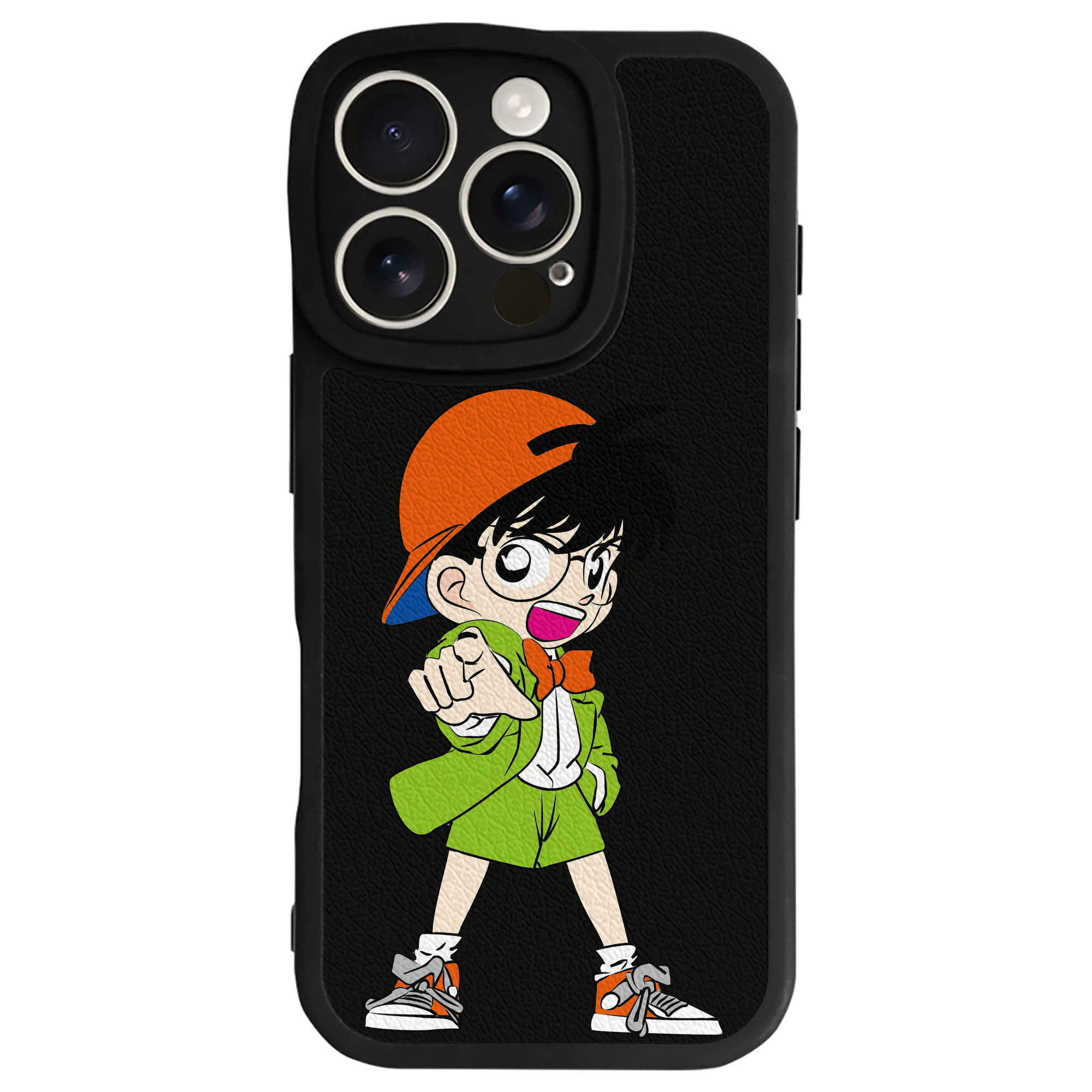 （画像用） 名探偵コナン 江戸川 コナン Detective Conan Conan Edogawa 【iPhone 16シリーズ対応】シリコンスマホケース（レザー調） 材質：シリコン
